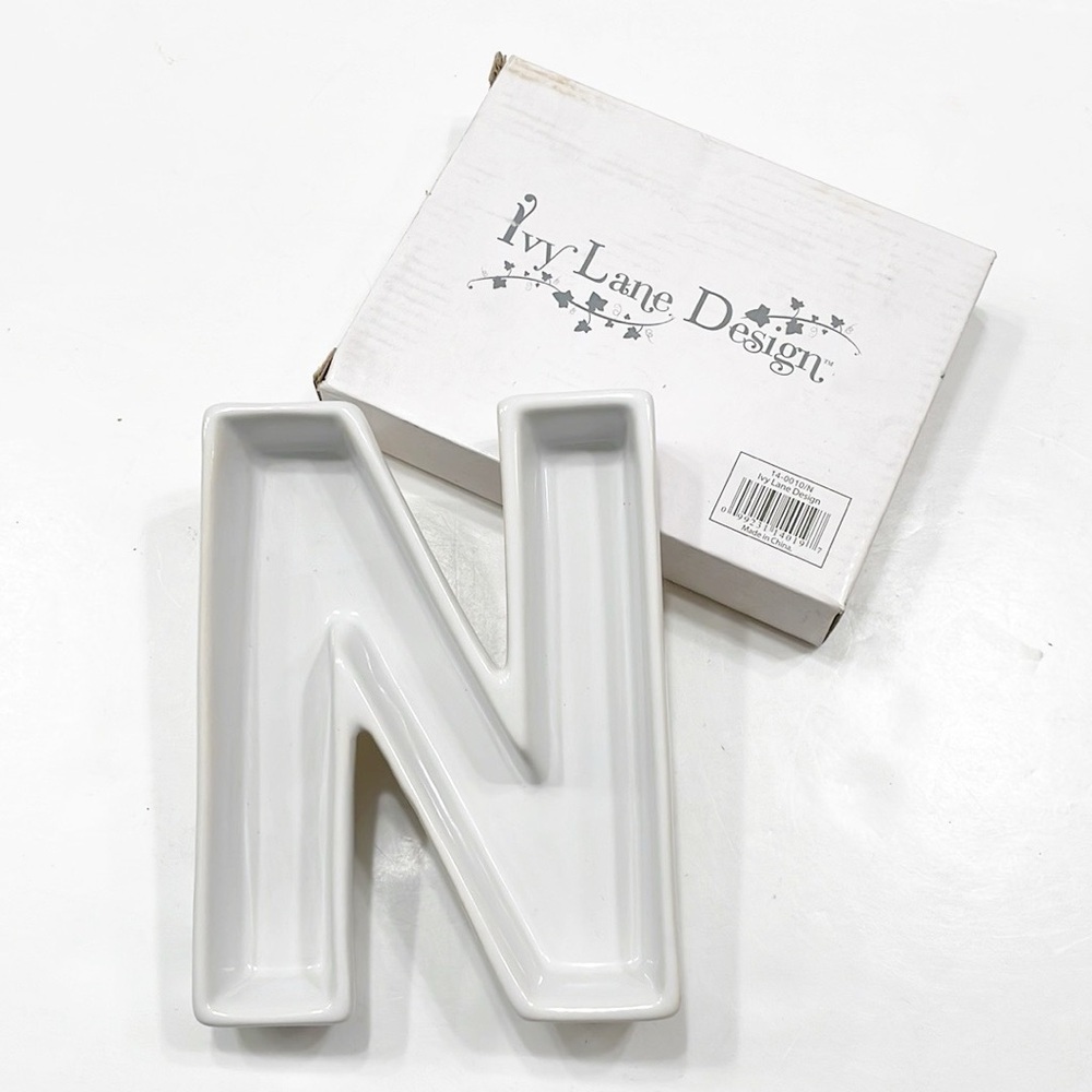 Ivy Lane Design letter N ceramic candy dish / charcuterie board
